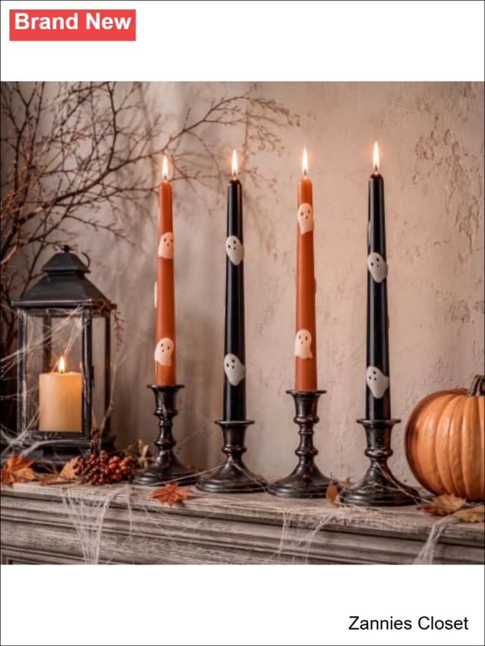 👻 MTLEE 4 Pc Halloween Ghost Taper Candles 10 In Dripless Unscented Home Decor